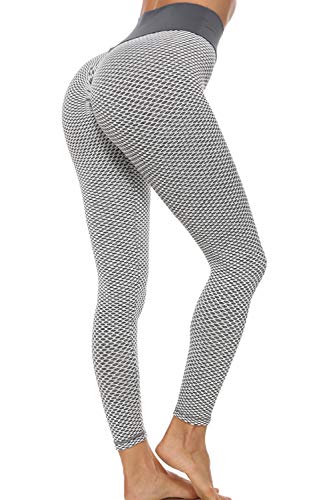 Legging Anti Cellulite Femme Fitness Leggings de Compression Taille Haute Butt Lift Pantalon Yoga Elastique pour Sport Jogging Pilates Gris Small Cover