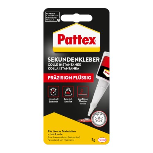 Pattex Sekundenkleber Präzision, Superkleber für punktgenaues Kleben ohne Nachtropfen,...