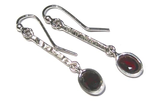 Boucles d'oreilles grenat argent 925 authentiques pour femme avec vraie pierre rouge