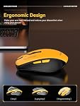 Wireless Mouse with Bluetooth & 2.4GHz USB Dual Mode, Silent Click, Ergonomic Design, Side Buttons, Portable for Laptop, Mac, iPad, Notebook, Computer, Office & Travel (Yellow & Black)