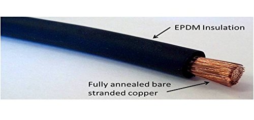WindyNation - 2 AWG 2 Gauge 50 Feet ( 50 ft ) Black Welding & Battery Cable PURE Copper Flexible Wire - Car, RV, Inverter, Solar, Battery by WindyNation