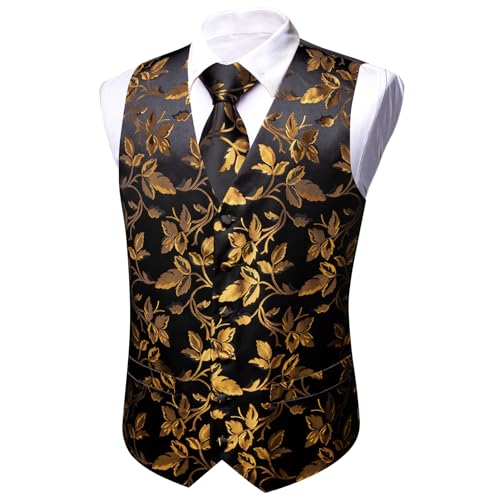 Image of Barry.Wang Formal Men Flower Vest Paisley Jacquard Silk Ties Suit Waistcoat Set Wedding 5PCS