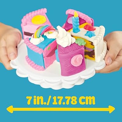 Play-Doh Super Slice Cake Playset, Toy Oven with Play Kitchen Accessories & 11 Modeling Compound Cans, Kids Arts & Crafts, Ages 3+