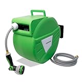 Retractable Garden Hose Reel 100ft, Slow Return Safety System & Wall Mount Swivel Bracket, 1/2' Heavy Duty Hose for Lawn Care by Cenforge