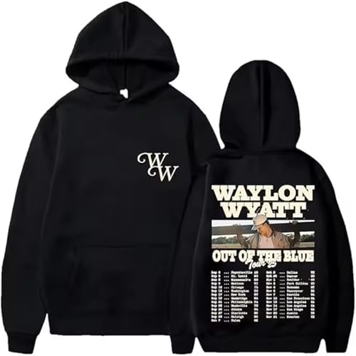 Image of Cditoia Hoodie for Women Men Printed Singer Waylon Merch Wyatt Album Tour Casual Pullover Unisex Long Sleeve Sweatshirt Tops-Black||s