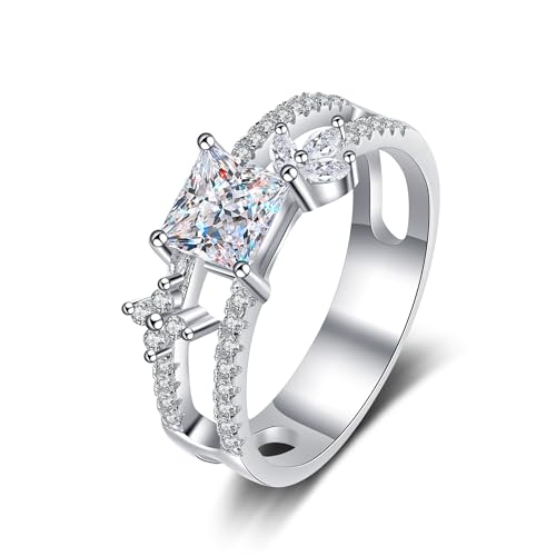 Bague moissanite argent 925 StarGems creuse quatre griffes chic