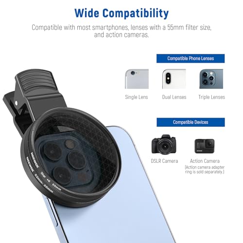 Neewer 10102107 55 Mm Nd+Cpl + Effect Filter Set With Mobile Phone Lens Clamp, Polarising Filter Nd32, 6 Point Star Filter 4 Graduated Colour Filters Compatible thumb #4