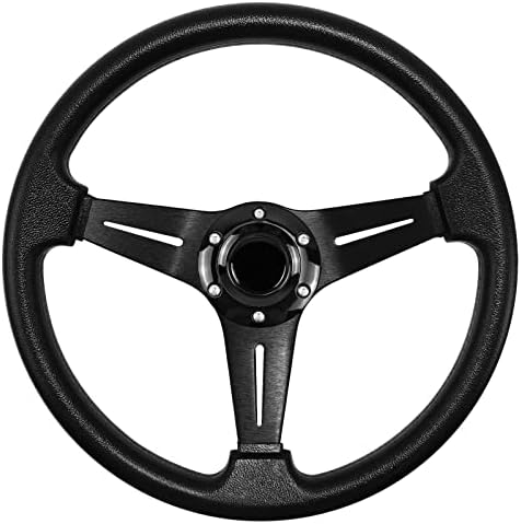 MOTAFAR Universal Racing Steering Wheel, Gaming Steering Wheel 13.6" 6 Bolts Grip Vinyl Leather with Horn Button for Race/Rally/Motorsport/Car Sim Driving(Black)