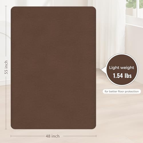 Image of Sycoodeal Office Chair Mat for Hardwood Floor,Slip Resistant Floor Mat for Office Computer Gaming Chair,Heavy Duty Floor Protector for Rolling Chairs,Easy to Clean,Coffee(48 inchx55 inch)