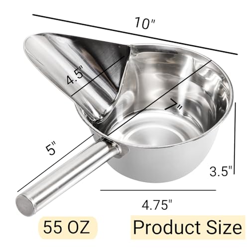 Tlence 2 Pack 55 OZ Stainless Steel Utility Scoops, Metal Flat Bottom Ice Scoop, Large Multipurpose Kitchen Food Serving Scooper for Candy Flour Popcorn Coffee Bean, Right Hand, Dishwasher Safe