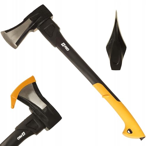 Ascia Spaccalegna 1 KG con Manico in Fibra di Vetro 460mm - Accetta per Spaccare Legna da Ardere, Lama a Cuneo in Acciaio Robusto, Impugnatura Antiscivolo per Giardino e Outdoor