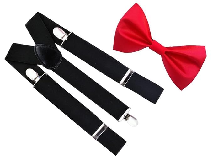 truflair Men's black suspender with red neck bow tie(combo)-picture-15