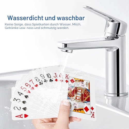 Wugauwor Wasserfeste Plastik Spielkarten, 2 Kartendecks, Rot und Blau, Professionelle Plastik Pokerkarten, Kunststoff Spielkarten, Poker Kartendeck, Poker Karten für Blackjack, Canasta Kartenspiel