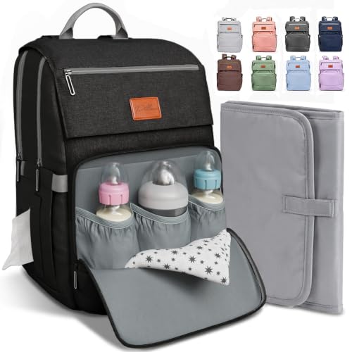 Pillani Baby Diaper Bag Backpack - Baby Bag for Girls & Boys, Large Waterproof Diaper Backpack - Baby Shower Gifts for Boys & Registry Must Haves - Travel Diaper Bags with Changing Pad - Newborn Stuff
