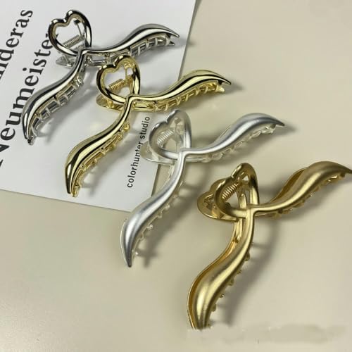 Pinces à cheveux en métal brillant style requin pour chignon