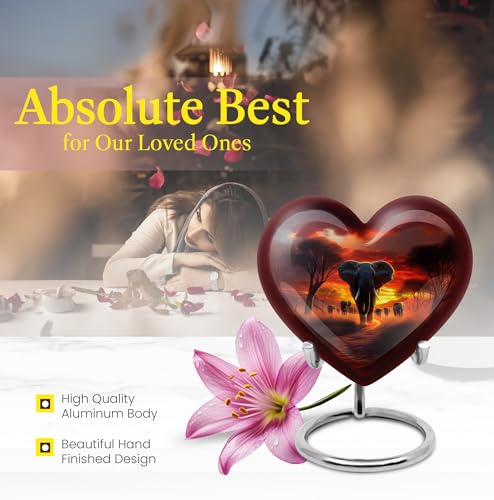 Image of Elephant Urn for Ashes Large Urn for Human Ashes Adult Female 8 Inch Large | Large Cremation Urn for Human Ashes Adult Female, Decorative Burial Urns for Mom & Dad, Memorial Urns