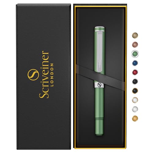 Scriveiner Grün Kugelschreiber EDC Luxus Stift, Taschenkugelschreiber mit Chrom, schönes Schreibstift Geschenk für Mann & Frau, Deutsche Schmidt Mine, Ausgefallenes Büro Designer Schreibset., 43.99 €