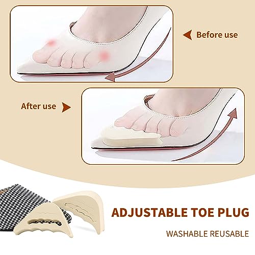 Image of 4 Pairs Toe Filler Inserts for Shoes Too Big,Adjustable Toe Plug Reusable Shoes Filler, Shoes Inserts for Women Men Pumps Flats Sneakers to Relieve Discomfort Beige