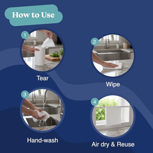 Image of BLUVIA Bamboo Reusable Kitchen Towels | 2000 Times Washable | Soft Absorbent, Quick-Dry Cleaning Cloth | Long-Lasting Multipurpose Eco Wipes Towels for Kitchen & Home (Pack of 1) 20 Sheets