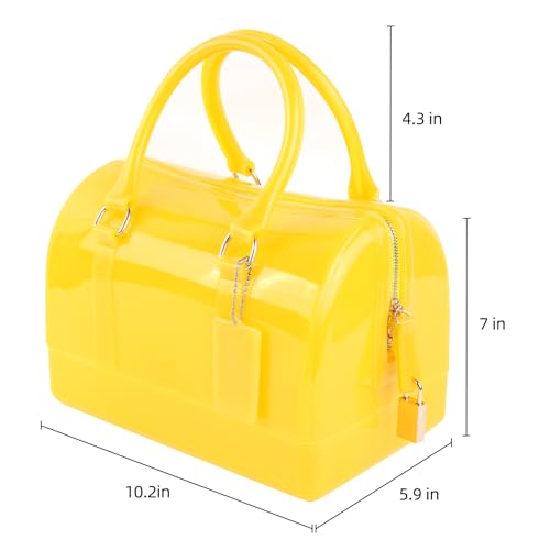 Image of Ladies Summer Jelly Pillow-shaped Top Handle Handbag Candy Color Transparent Crystal Purse