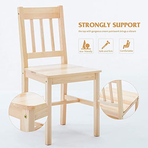 Alohappy Dining Table Set For 4, Pine Wood Kitchen Table Dining Table And Chairs Set 5Pcs For 4 Person For Kitchen Dining Room Living Room #TOP3