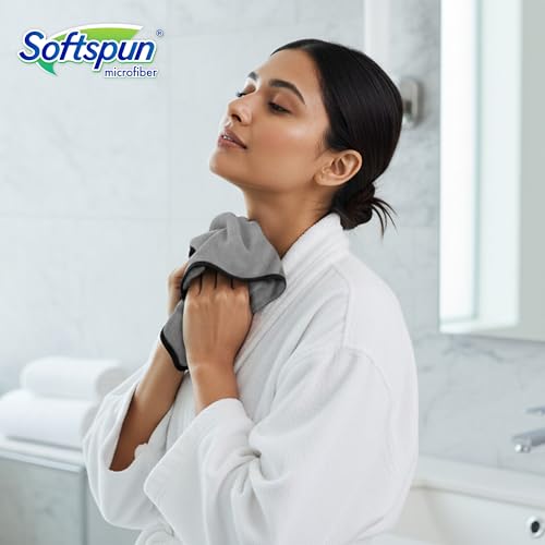 Image of SOFTSPUN Microfiber Hand & Face Wipes 280 GSM 20x30 Cms, 4 Piece Towel Set, (Light Grey) Super Soft & Silky for Hand, Face and Body - Hypoallergenic Sensitive Skin Wipes & Washcloths.