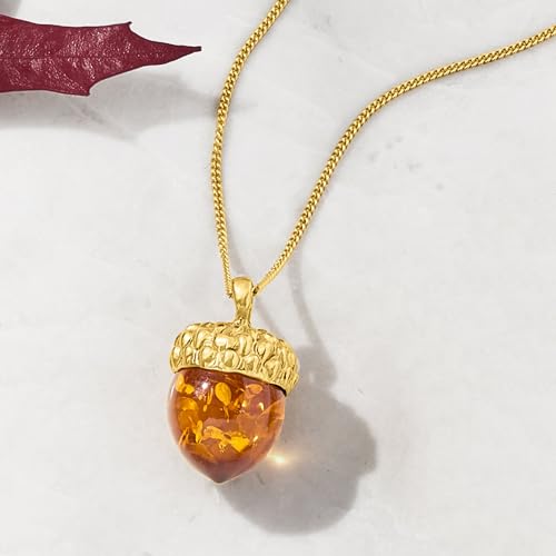 Ross-Simons Amber Acorn Pendant Necklace in 18kt Gold Over Sterling3