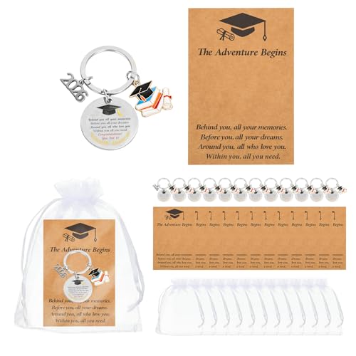 Class of 2026 Gifts 12 Sets End of Year Gifts for Students Combo Includes Keyrings Cards and Organza Bags End of Term Class Gifts from Teacher School Leavers Gifts for Children Year 6 Leavers