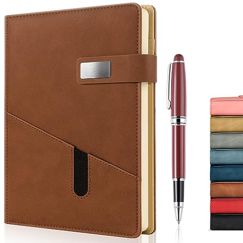 A5 Lined Leather Journal with Pen, 240 Pages Refillable...