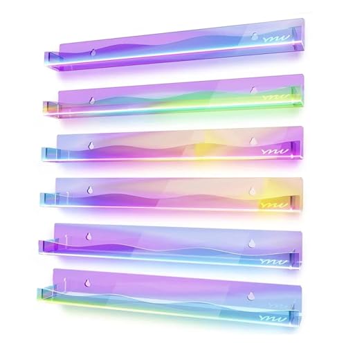 Rack de Esmalte de uñas Estante de exhibición esmaltes uñas 6 Capas, montado en la Pared, con arcoíris Iridiscente, Soporte Almacenamiento for Salones, Organizador Herramientas