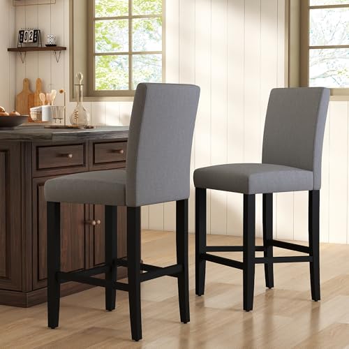 GOTMINSI Classic Grey Fabric Counter Height Bar Stool Set