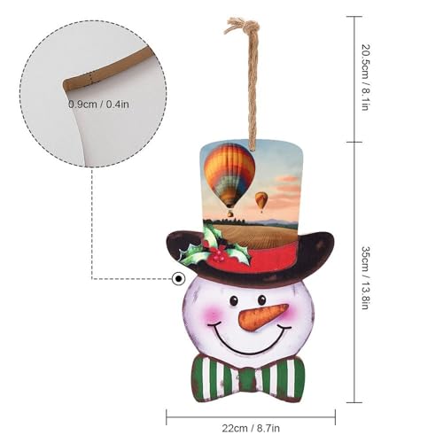 Bonhomme de neige de Noël suspension bois et montgolfière maison