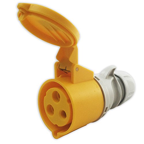 Image of 32amp 110v Yellow Site Ceeform Cable Mount Female Socket. 3 Pole PCE (223-4)