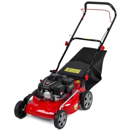 3-in-1 Self-Propelled Gas Lawn Mower 131cc Red Foldable 50L Tank Big Wheels Easy Start