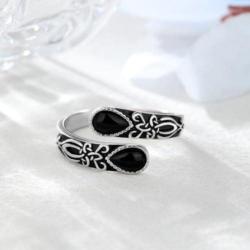 925 Sterling Silver Adjustable Spoon Ring - Vintage Boho Open Finger Jewelry thumb rings for women, Handmade Thumb Ring with Nature Inspired Designs2