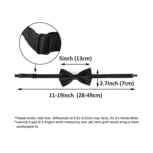 Koolmox dog bow tie black, adjustable bow tie dog collar for medium and large dogs cats pets wedding birthday graduation holiday homecoming costumes, 2-pack - image 3