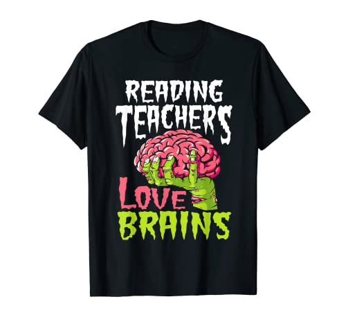 Lectura Profesores Amor Cerebros Zombie Maestro Escuela Halloween Camiseta