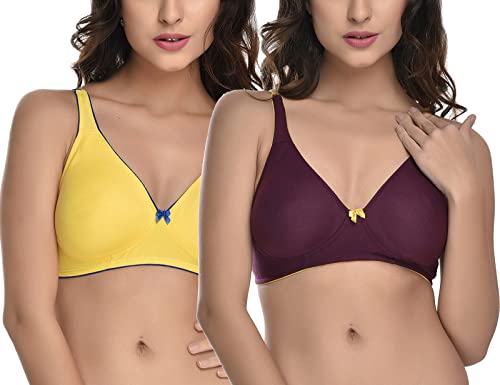 Image of StyFun Women Cotton Non-Padded Non-Wired Seamless Everyday Bra Multicolor Cup- B See Main Image to Check How Many Bras You Will Get
