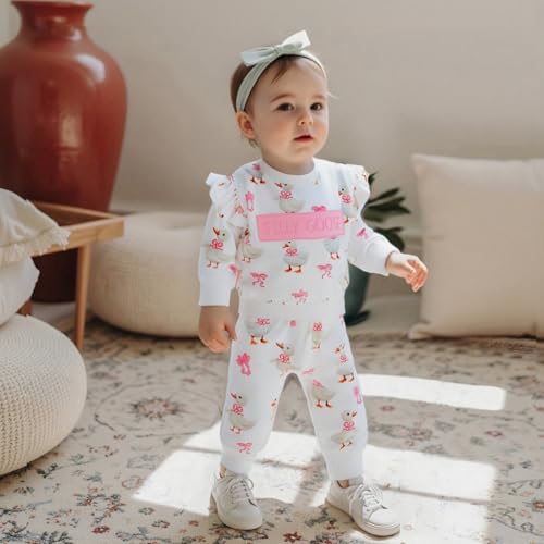 Toddler Baby Girl Fall Winter Clothes Silly Goose Long Sleeve Sweatshirt Tops Pants 2Pcs Set Farm Goose Outfit3