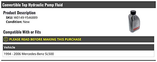 Marketplace Auto Parts Convertible Top Hydraulic Pump Fluid - Compatible with 1994-2006 Mercedes-Benz SL500
