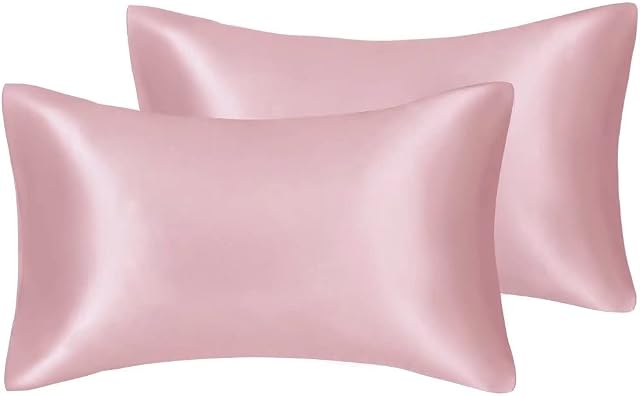 Amazon Brand - Umi Pillowcase for Hair and Skin Satin with Envelope Closure - 2 Pack, 50 x 75 cm, Pink