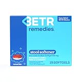 BETR REMEDIES Stool Softener - Docusate Sodium 100mg Constipation Relief - Gentle, Stimulant-Free La