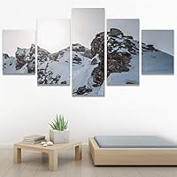 SIGNWIN 5 Panel Canvas Wall Art Snowy Tops for Home Decorations Ready to Hang - 60