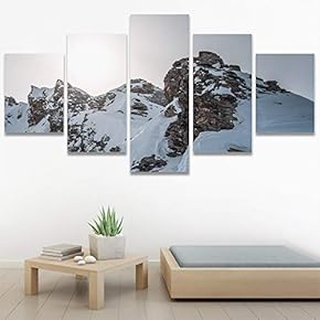 SIGNWIN 5 Panel Canvas Wall Art Snowy Tops...