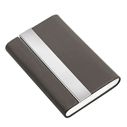 Padike Business Card Holder, Business Card Case Luxury PU Leather & Stainless Steel Multi Card Case,Business Card Holder Wallet Credit Card ID Case/Holder for Men & Women.(Grayâ€‚)