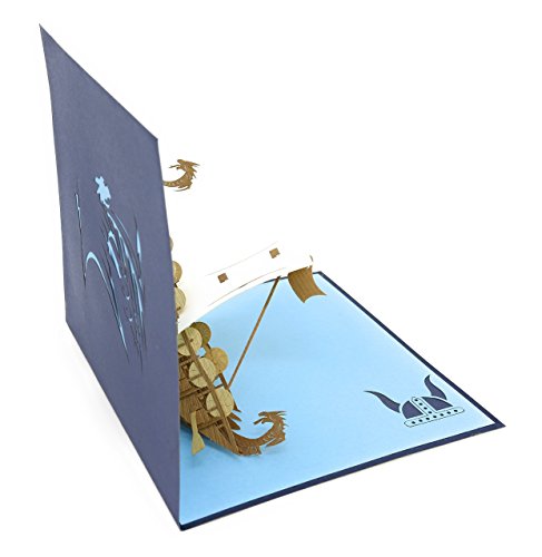 Poplife Norse Viking Ship 3D Pop Up Card For All Occasions - Happy Anniversary Pop Up Father's Day Card, Pop Up Birthday Card For Men, Retirement Card - For Dad, For Husband, For Son, For Grandpa #TOP2