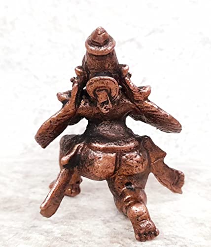 Image of Copper Idols India, 1.7 inches, Handmade Garudar, 55 Grams, Patina Antique Finish, Pack of 1 Piece