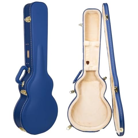 Crossrock Designer Series- Wooden Case for Les Paul Electric Guitar- Security Lock, Metal Feet, Storage Space- Vibrant Blue(CRW520LVB) Cover