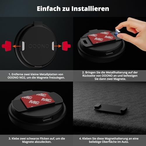 SUPMEGA Magnetische Autohalterung für OOONO CO-Driver NO2, Robuste Metall-Autohalterung mit Eingebauten Magneten, kompatibel mit OOONO NO2 Blitzerwarner