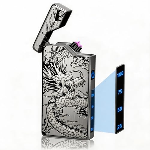 Birthday Gifts for Men Him Dad Electric Plasma Dragon Lighter Portable Rechargeable USB C Lighter Windproof and Flameless for Outdoor Camping Fishing Cool Gadgets Gifts for Him Men